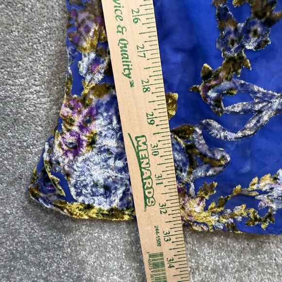 Free People Beautiful Blooms Mini Dress Sz Med Royal Blue Velvet Burnout Floral - Picture 15 of 16
